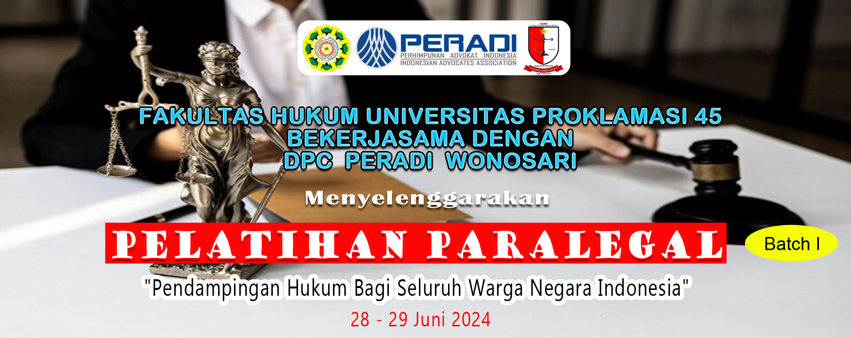 Pelatihan Paralegal Angkatan ke 1 – Kerjasama FH UP45 dengan DPC PERADI Wonosari